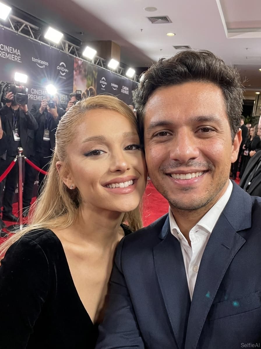 AI-generated Selfie with Ariana Grande in Backstage scene