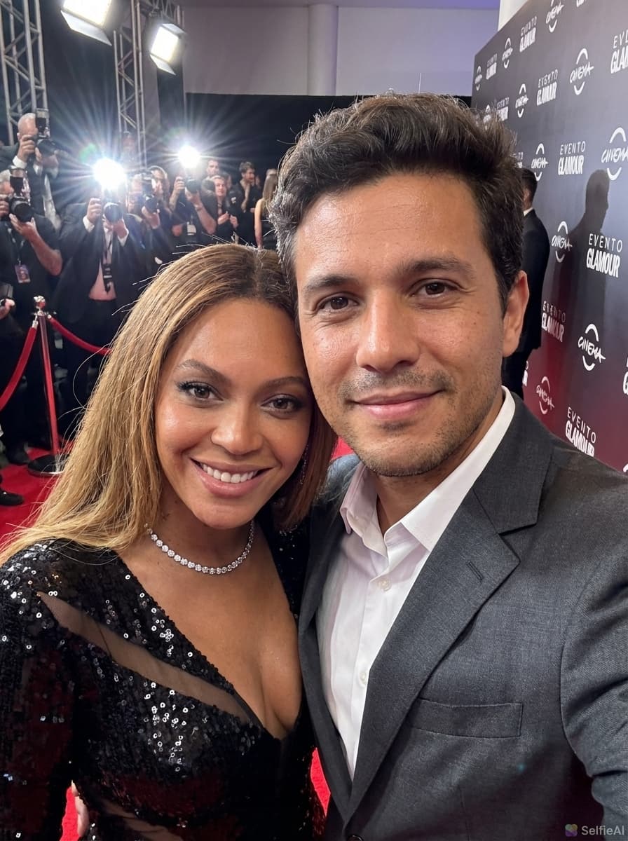 Selfie gerada por IA com Beyoncé no cenário Met Gala